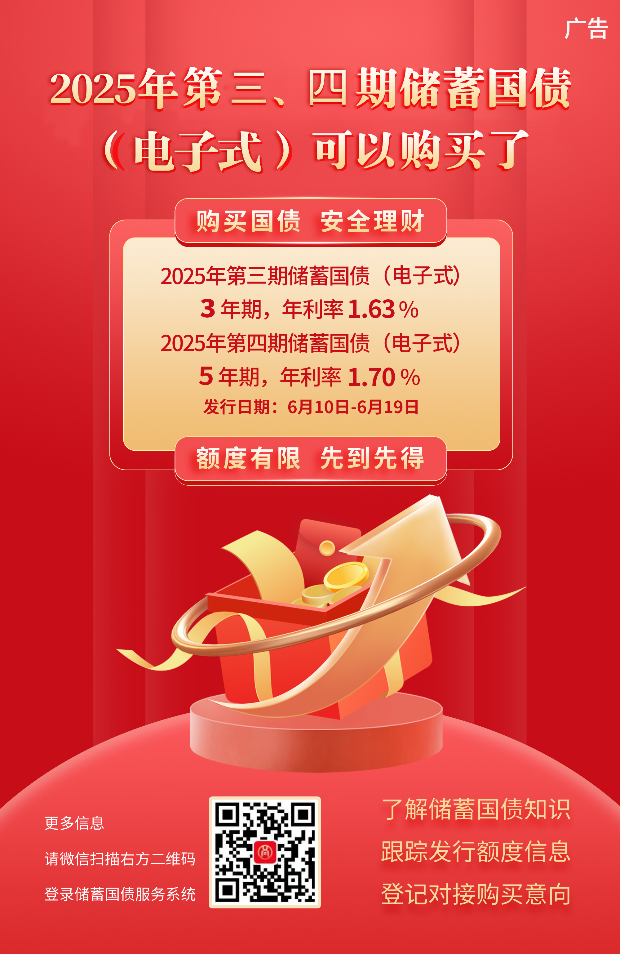 财政部将发行2025年第七、八期储蓄国债